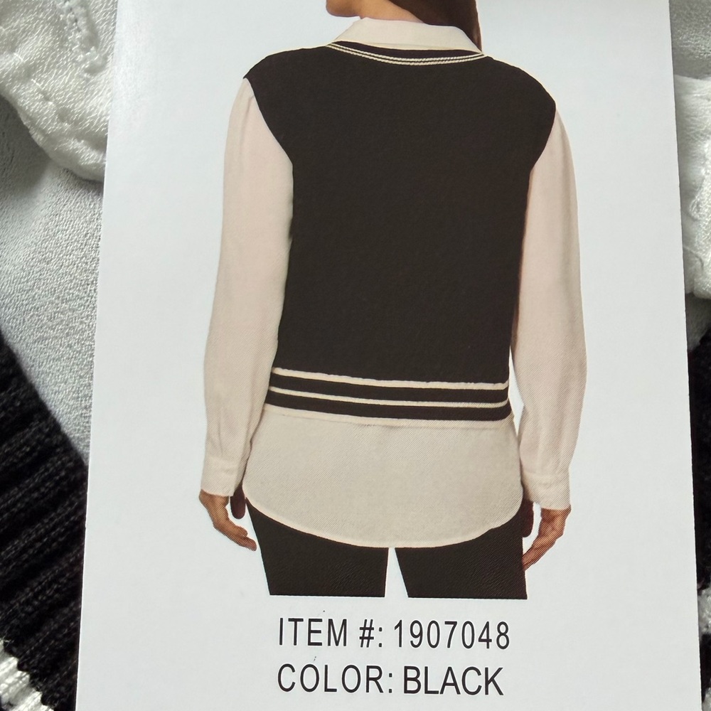 Adrianna Papell Women's Twofer Sweater Vest Blouse BLACK Size Large Fits 12-14 - Picture 3 of 7
